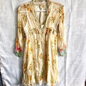Johnny Was For Love And Liberty Silk Floral Dress S